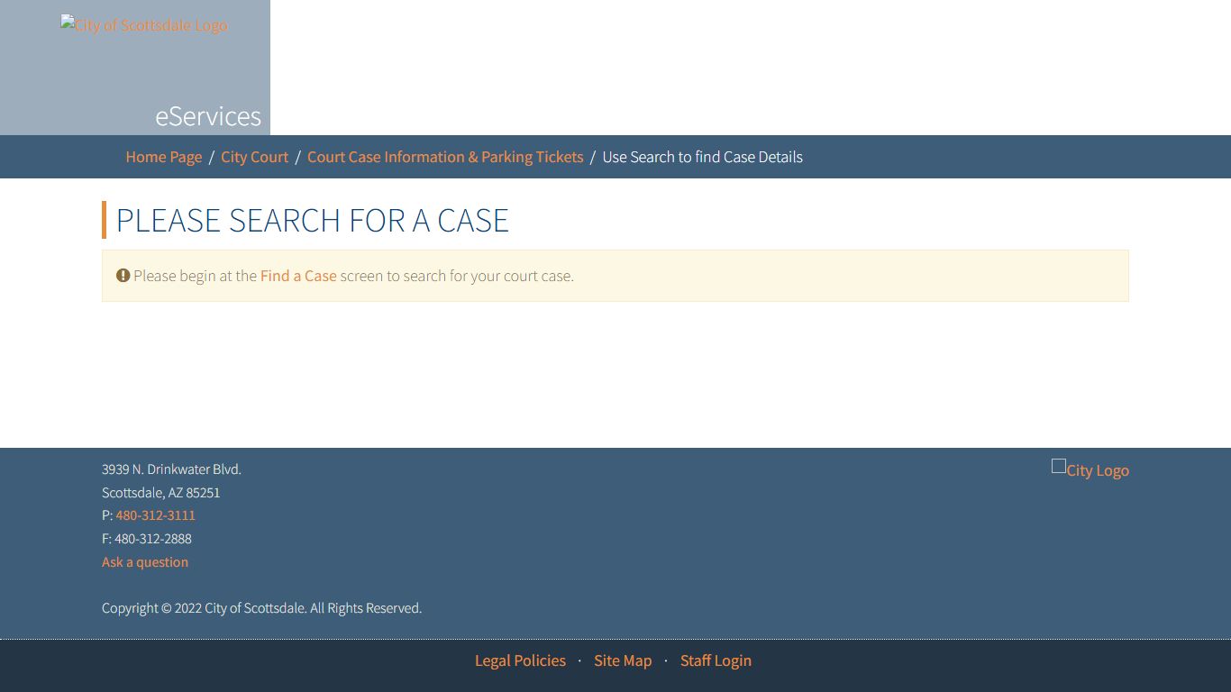 City of Scottsdale - Use Search to find Case Details